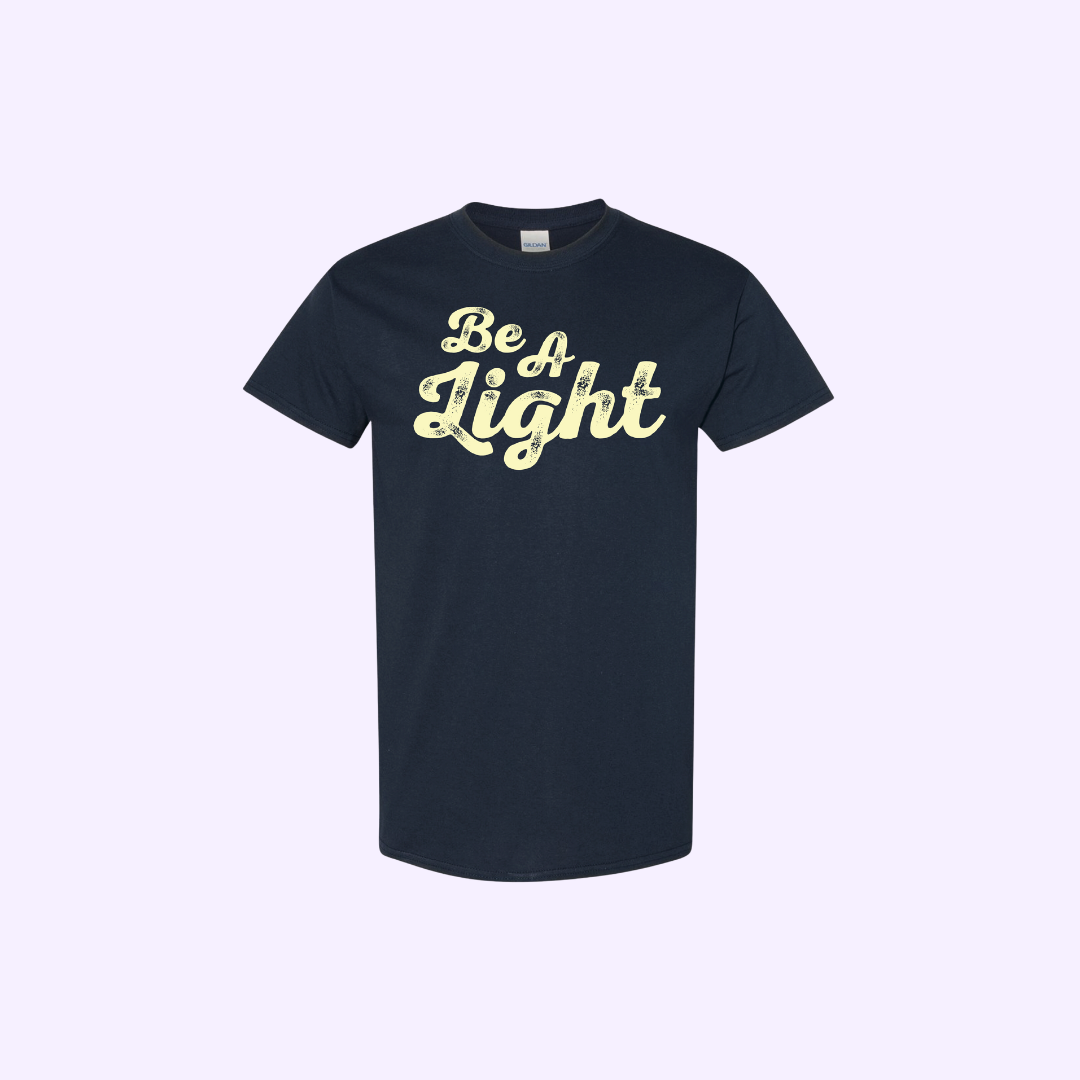 "Be A Light" Tee - Yellow on Navy
