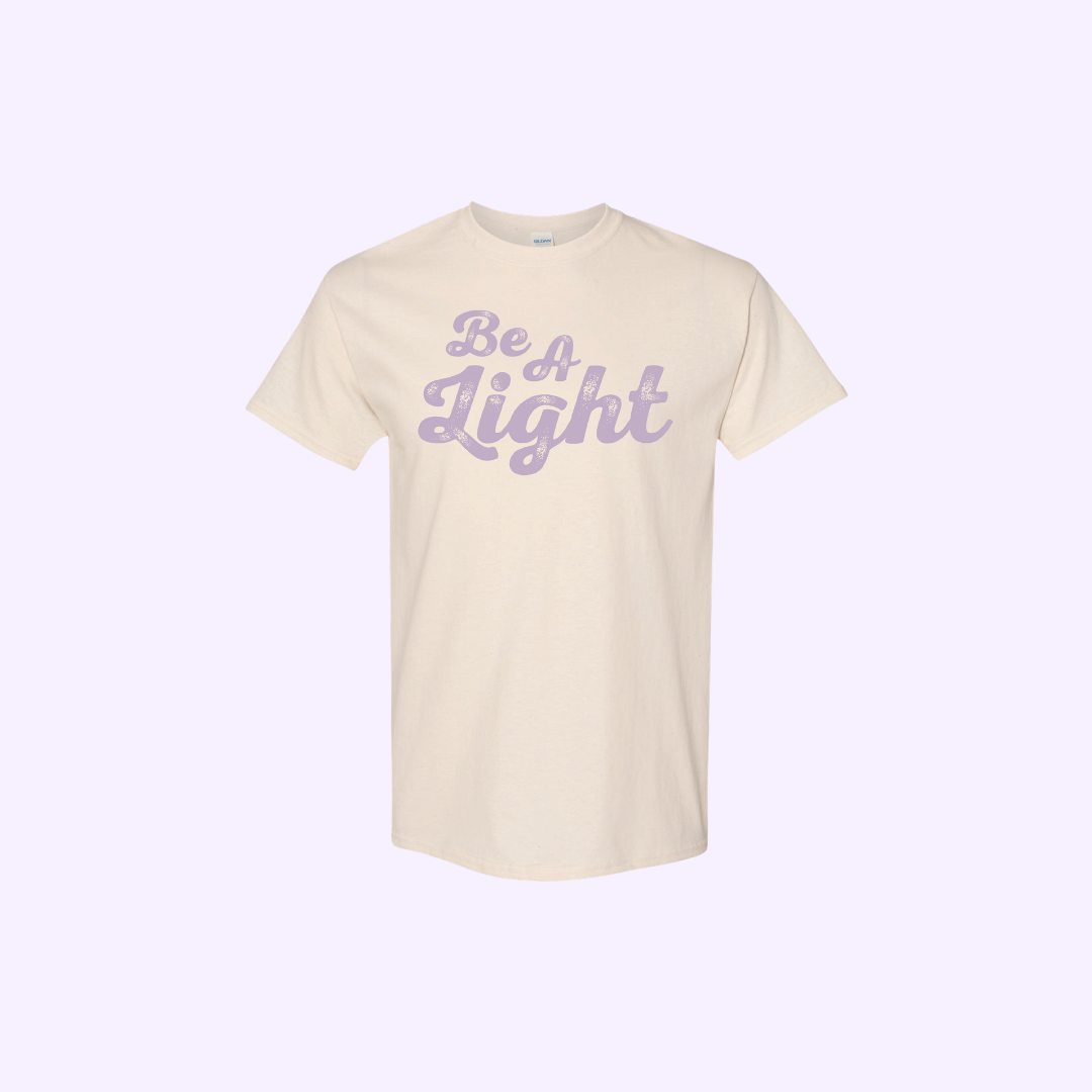 "Be A Light" Tee - Purple on Natural